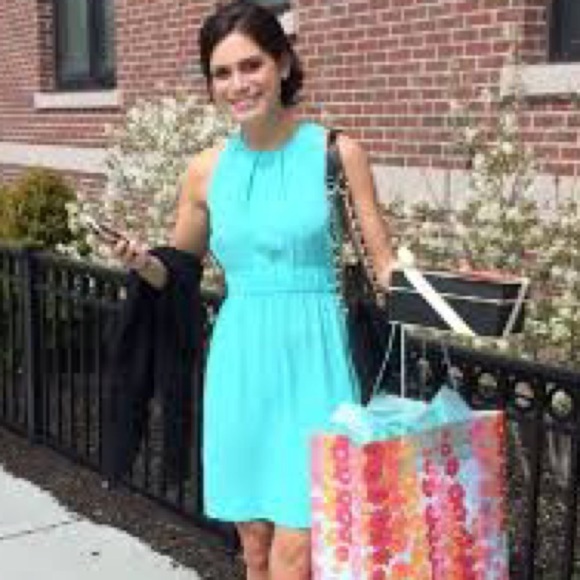 Kate Spade,Coastal Classic Turquoise-Aqua Sleeveless Dress, Tie-Back, EUC,Size 0 - Picture 2 of 11